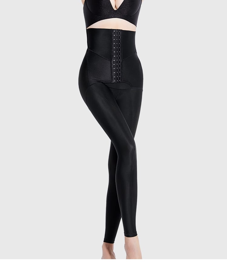 High-Waist Post-Surgery Compression Leggings with Front Hook Closure