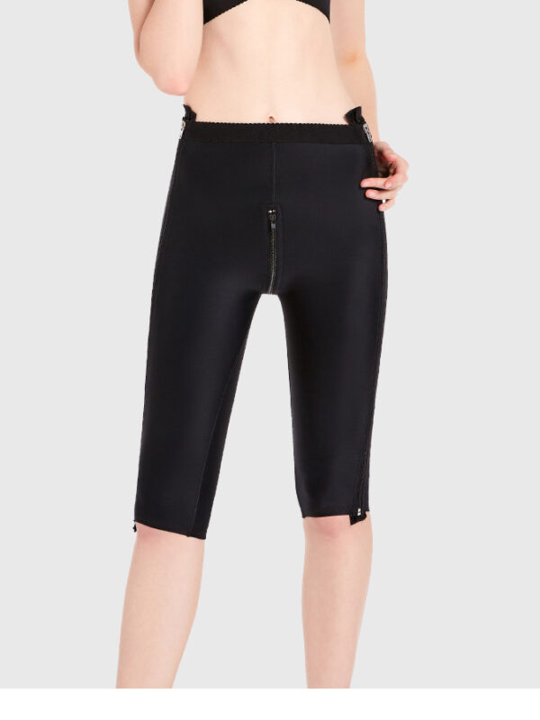 High-Waist Post-Lipo Compression Capri Pants with Side Zipper