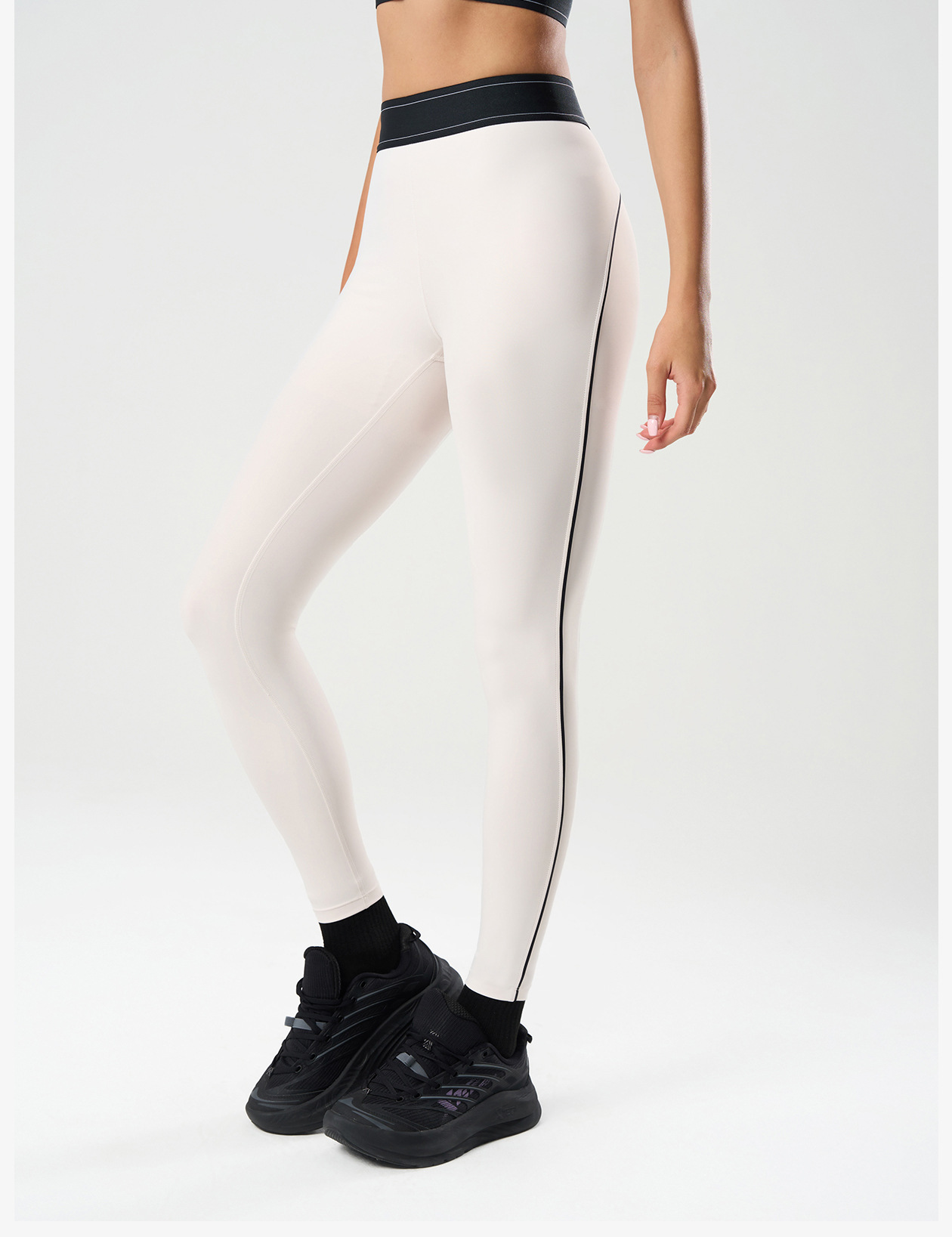 Qinelle High-Waist Sculpting Leggings with Side Stripe