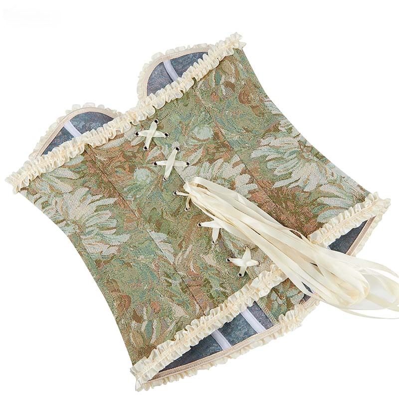 Qinelle Floral Corset Bustier Top in Cream