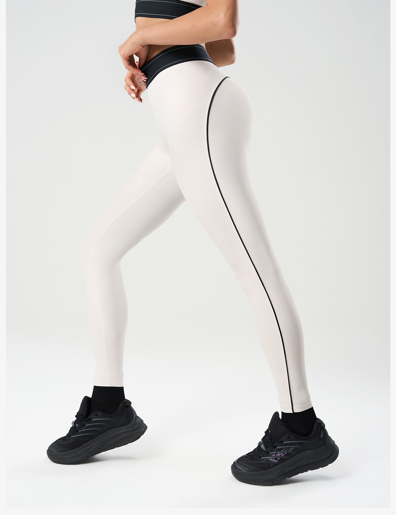 High-Waist Sculpting Leggings with Side Stripe