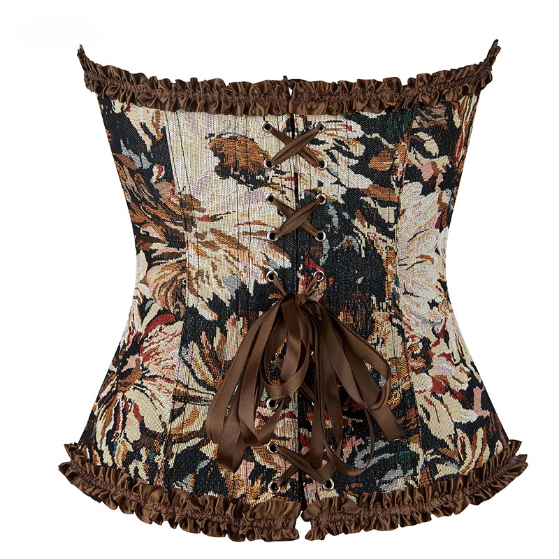Qinelle Floral Corset Bustier Top in Cream