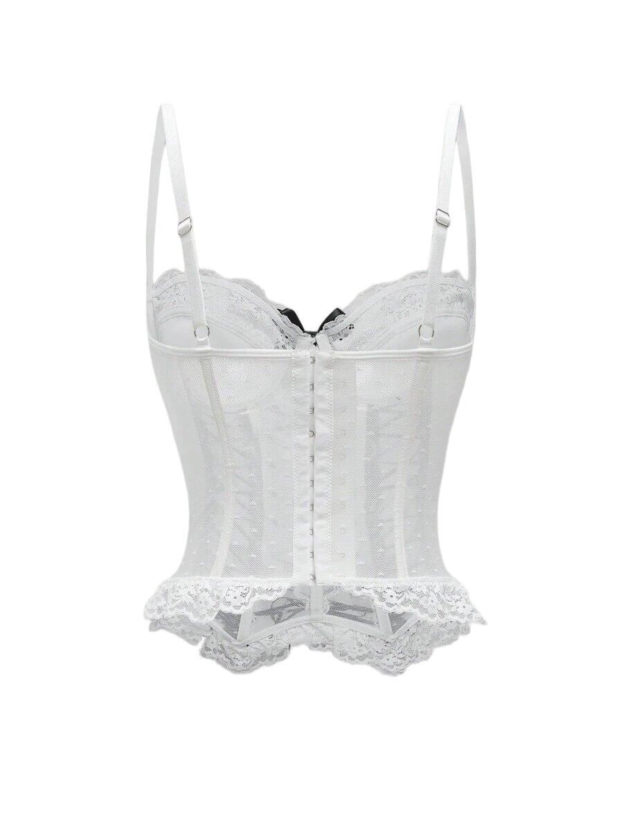 Qinelle Lace Corset Bustier Top with Garter Straps