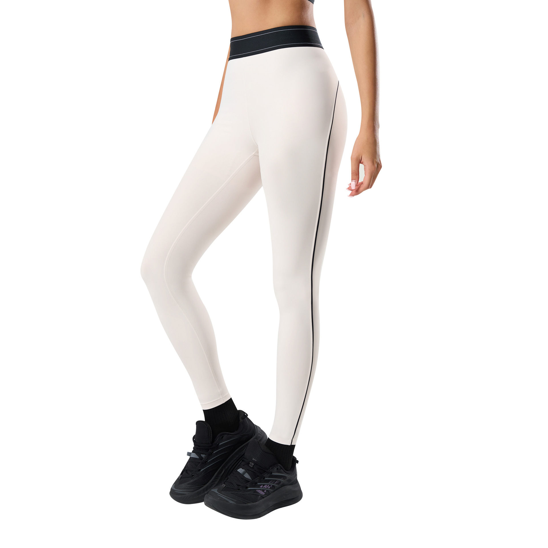 Qinelle High-Waist Sculpting Leggings with Side Stripe