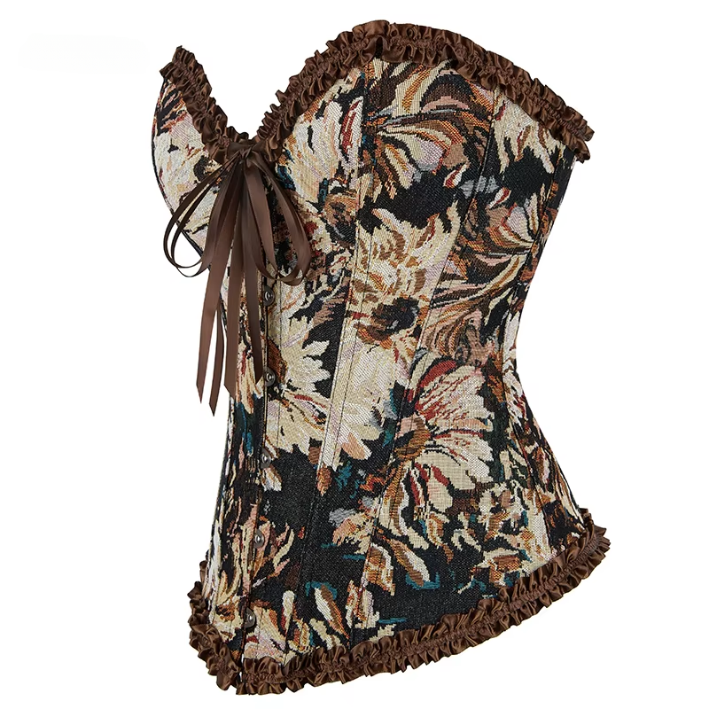 Qinelle Floral Corset Bustier Top in Cream