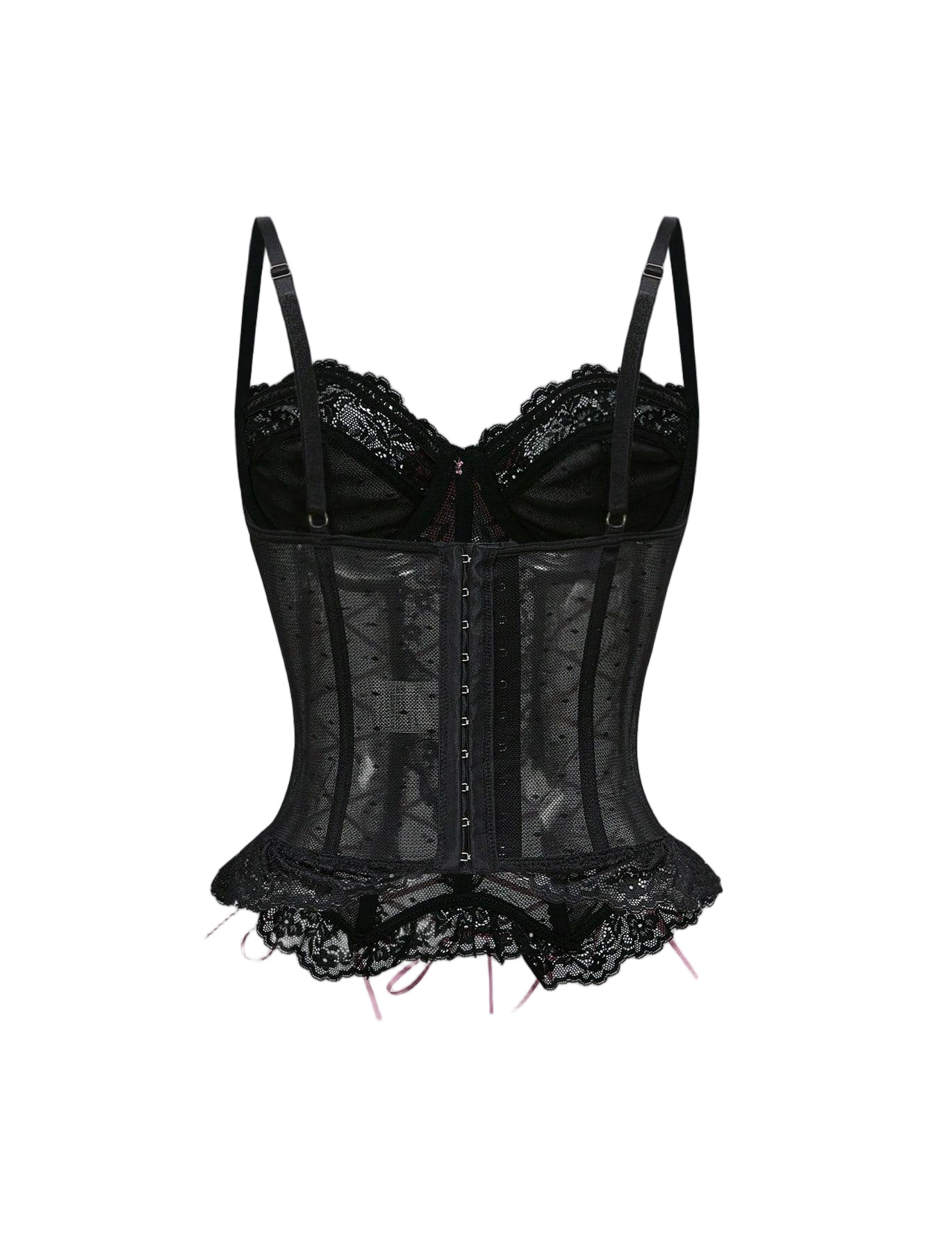 Qinelle Lace Corset Bustier Top with Garter Straps