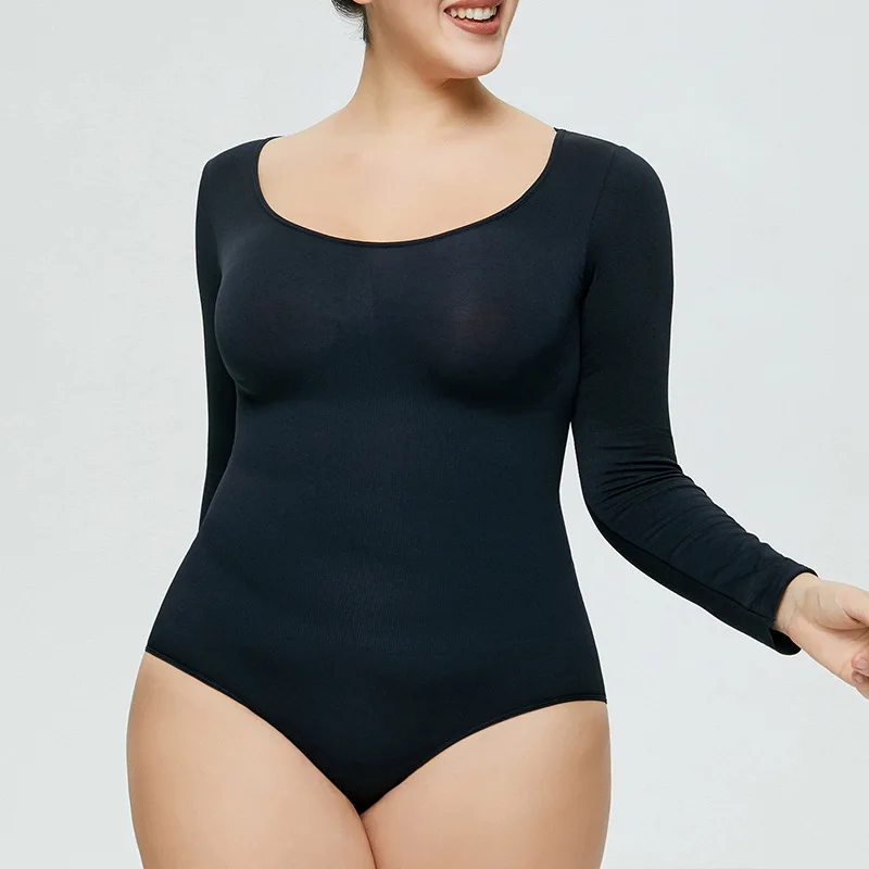 Seamless Long-Sleeve Round-Neck Shaping Bodysuit
