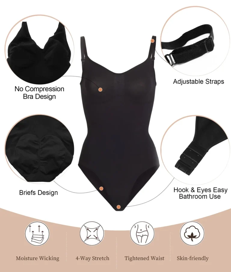 Seamless V-Neck Spaghetti-Strap Shaping Bodysuit
