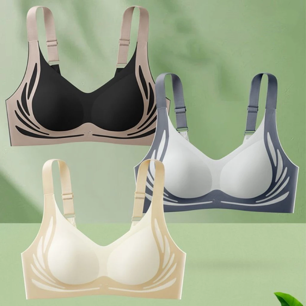 Seamless Contrast-Trim Wireless Everyday Support Bra
