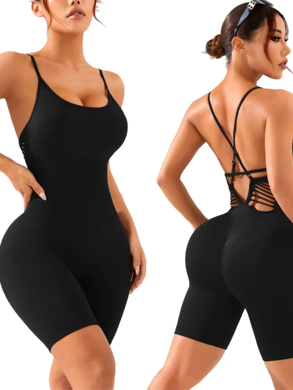 Seamless Open-Back Spaghetti-Strap Shaping Bodysuit