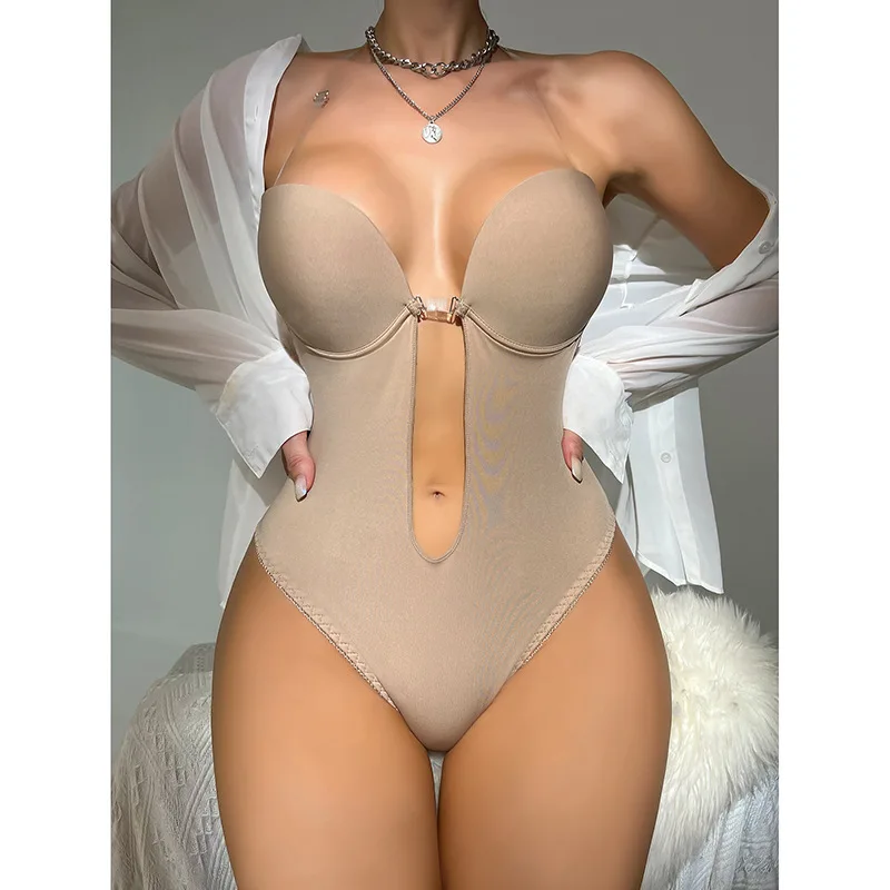 Deep-V Tie-Front Open Shaping Bodysuit