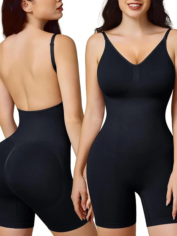 Open-Back Butt-Lifting Seamless Shaping Bodysuit
