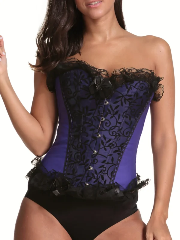 Qinelle purple strapless lace corset bustier top for occasion styling