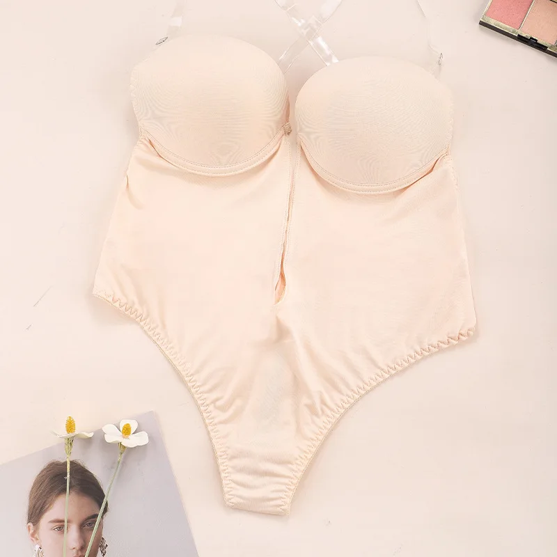 Deep-V Tie-Front Open Shaping Bodysuit