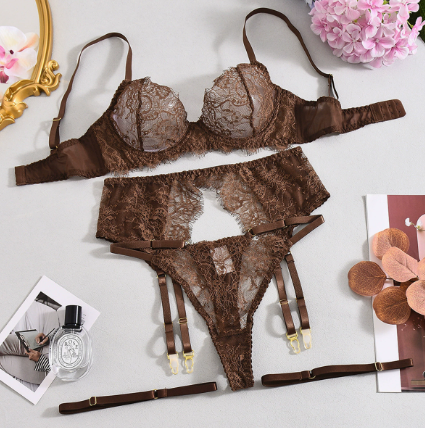 Qinelle Lace Bralette and High-Waist Brief Lingerie Set