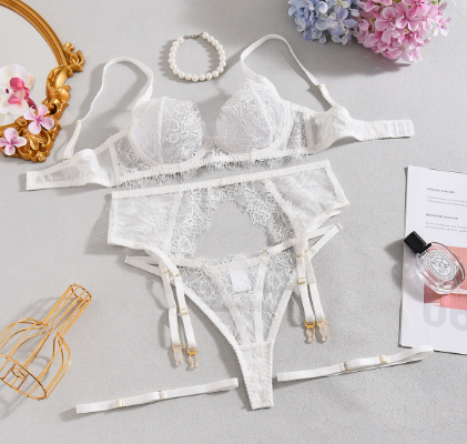 Qinelle Lace Bralette and High-Waist Brief Lingerie Set