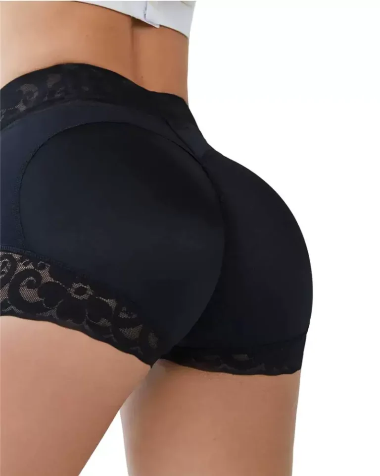 Black Short shaping shorts with lace trim and contoured rear-panel detail