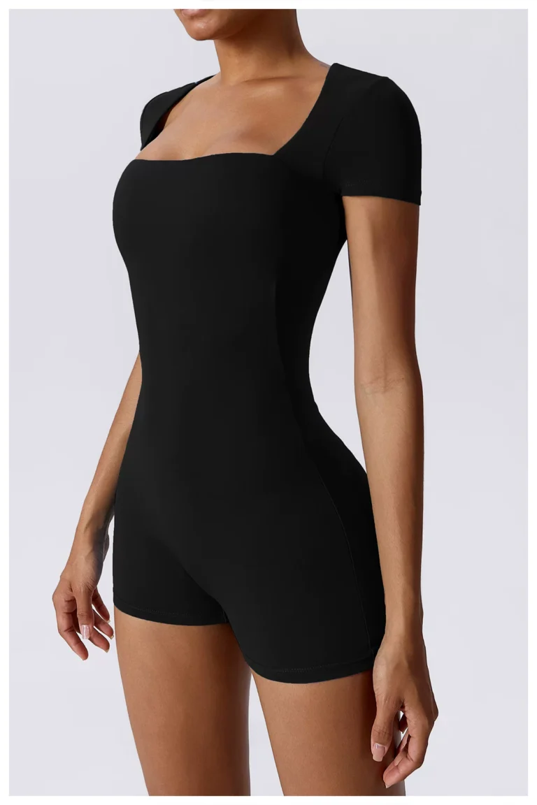 Qinelle short-sleeve smoothing bodysuit front square-neck fit view