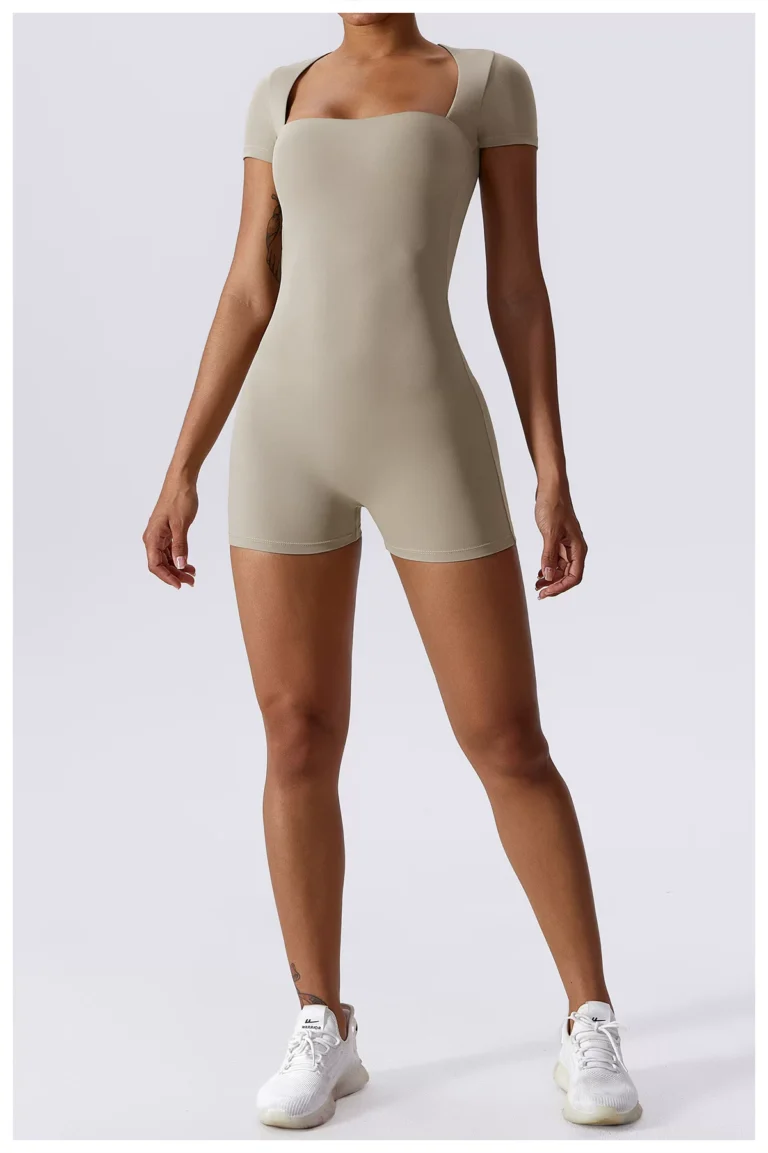 Qinelle short-sleeve smoothing bodysuit light neutral front view