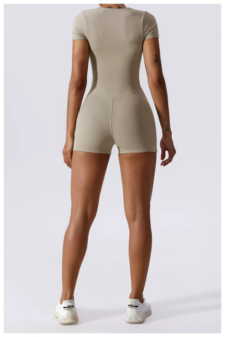 Qinelle short-sleeve smoothing bodysuit light neutral back view