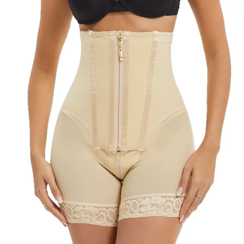 Qinelle skin open-bust mid-thigh compression bodysuit front view