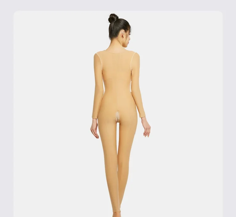 Qinelle nude long-sleeve full-length bodysuit back view