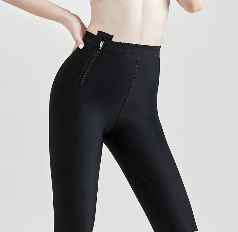 Black capri compression pants side zipper detail