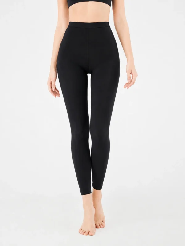Black high-waist side-zip post-surgery compression leggings front view