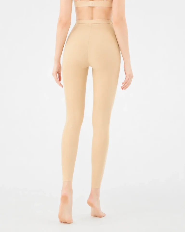 Skin Color full-length recovery leggings back view with shaped rear seams