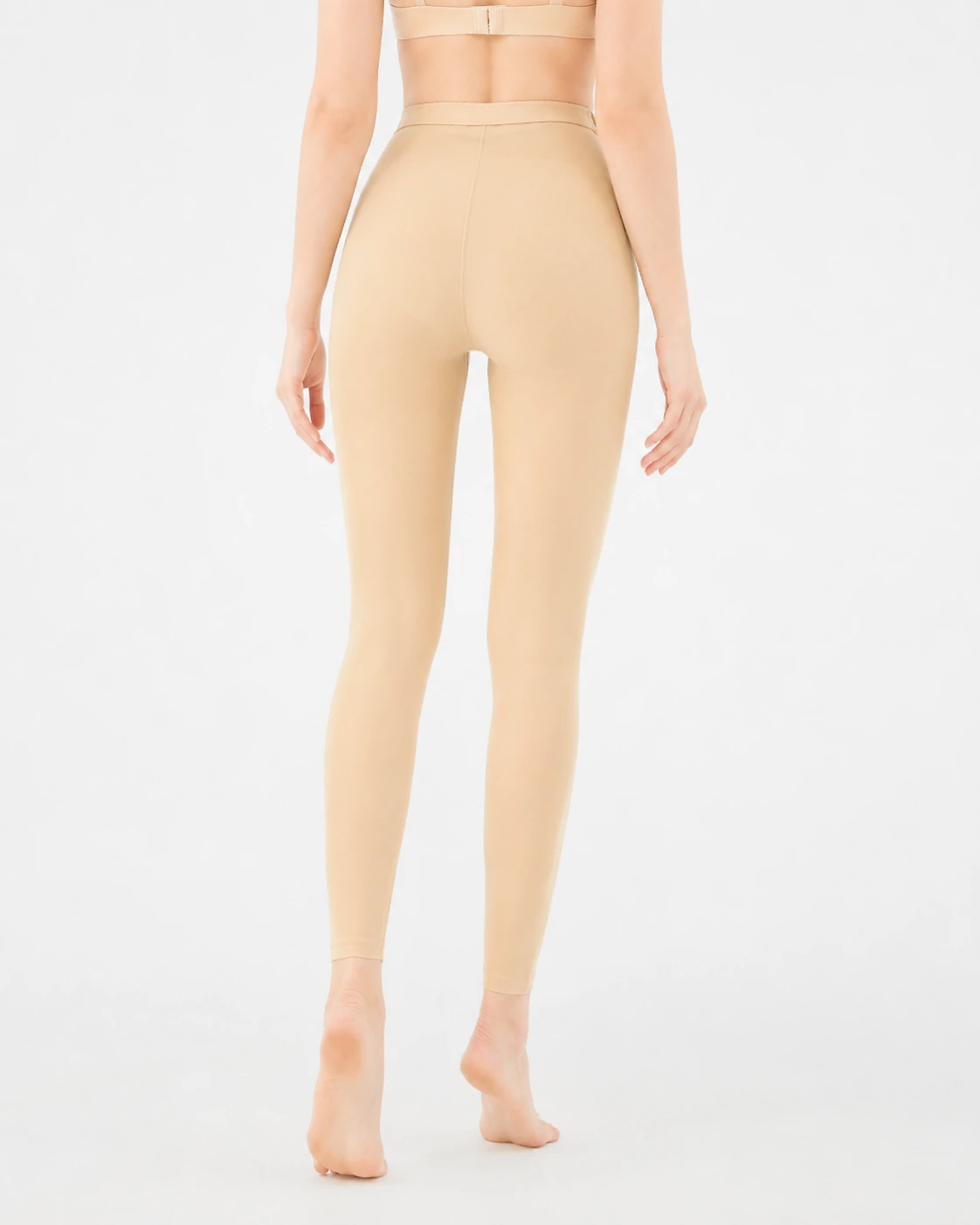 Skin Color full-length recovery leggings back view with shaped rear seams