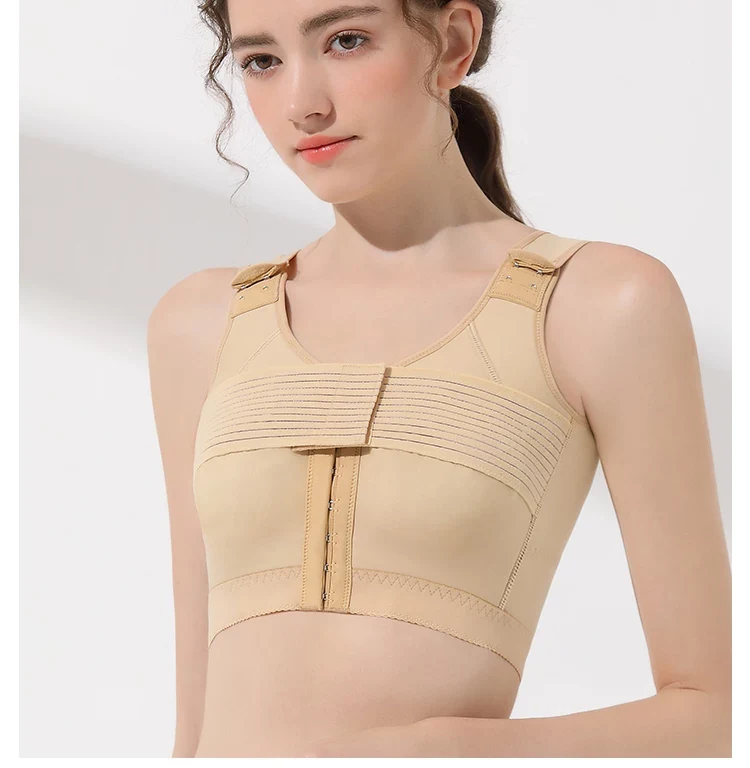 Nude adjustable support bra vest model front view