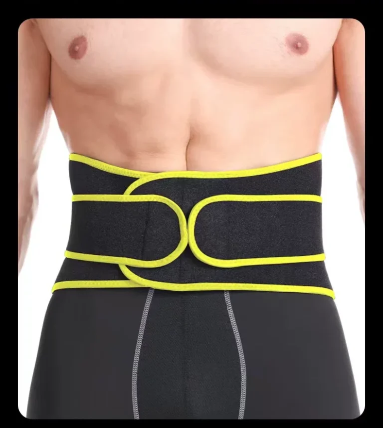 Qinelle yellow trim waist cincher belt worn front view