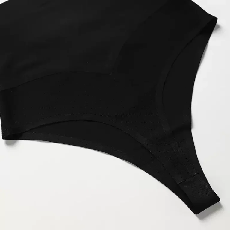 Black shaping thong gusset and back construction detail