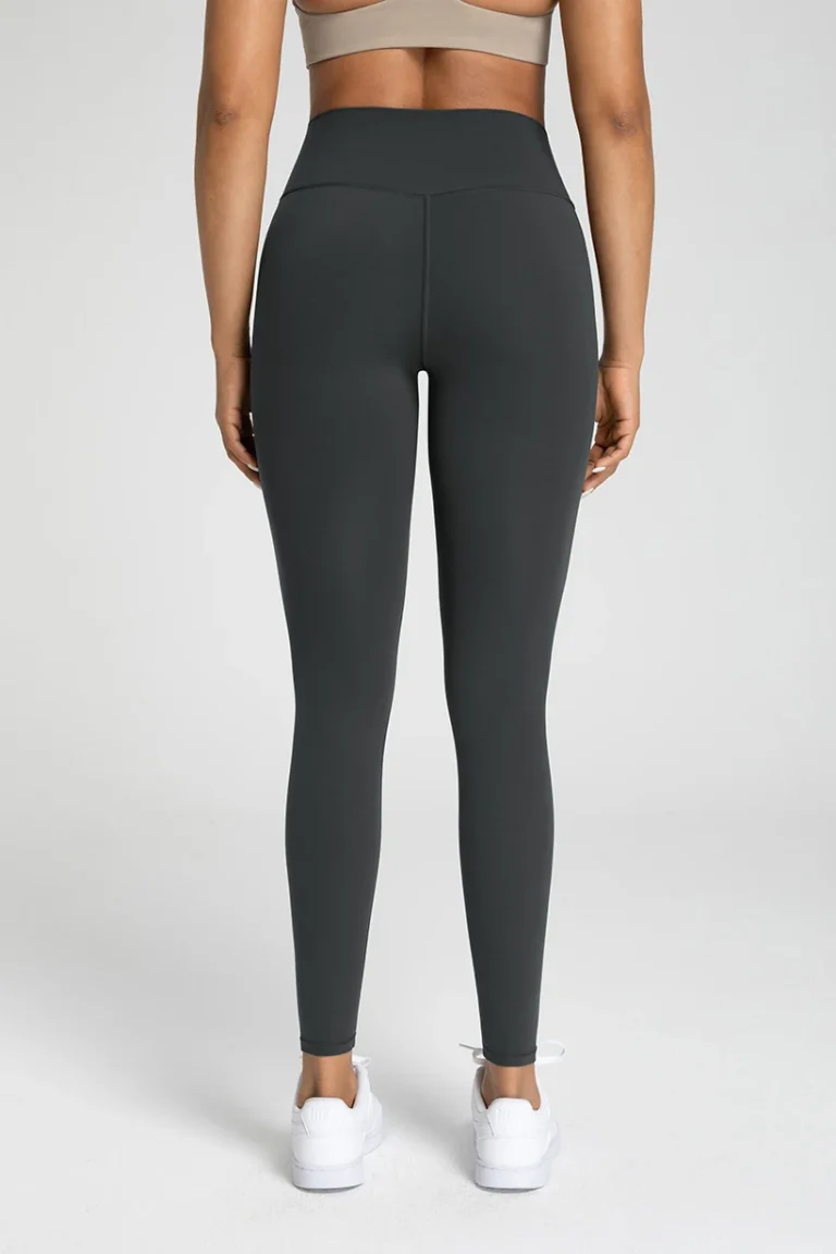 Qinelle high-waist seamless yoga leggings charcoal back view