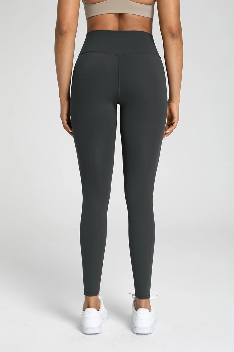 Qinelle high waist seamless yoga leggings in charcoal back view