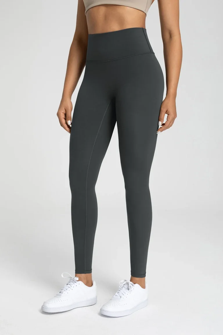Qinelle high-waist seamless yoga leggings charcoal front view