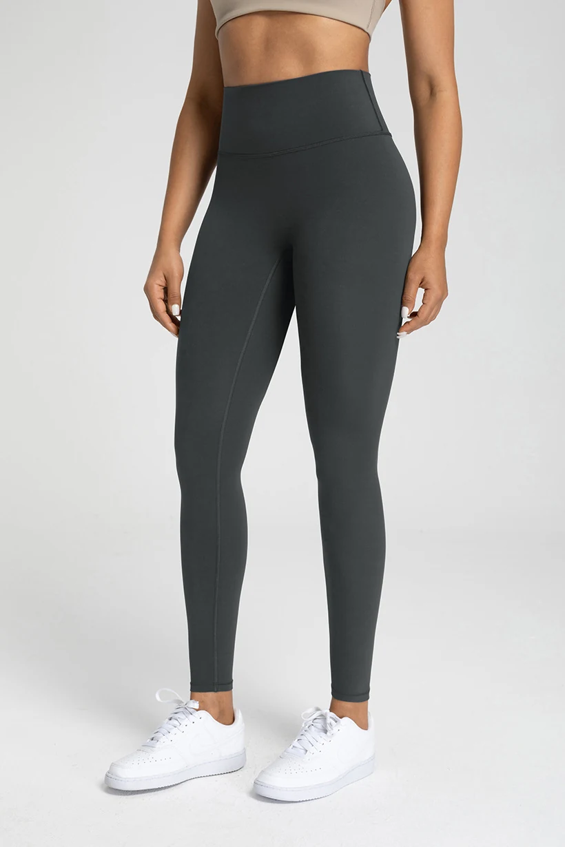 Qinelle high waist seamless yoga leggings in charcoal front view