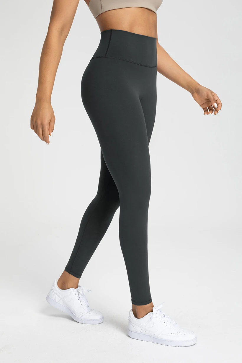 Qinelle high waist seamless yoga leggings in charcoal side view