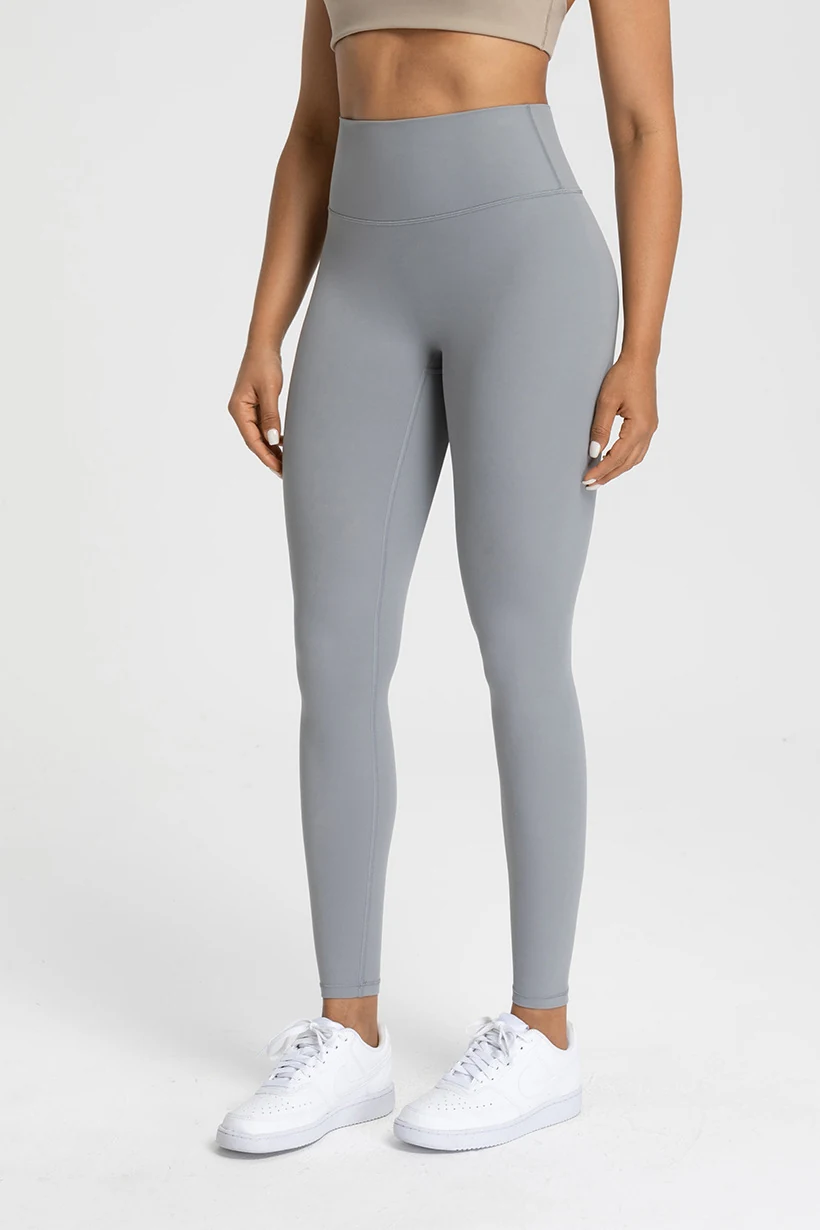 Qinelle high waist seamless yoga leggings in lightgray angled front view