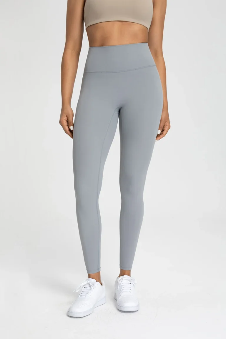 Qinelle high-waist seamless yoga leggings light gray front view