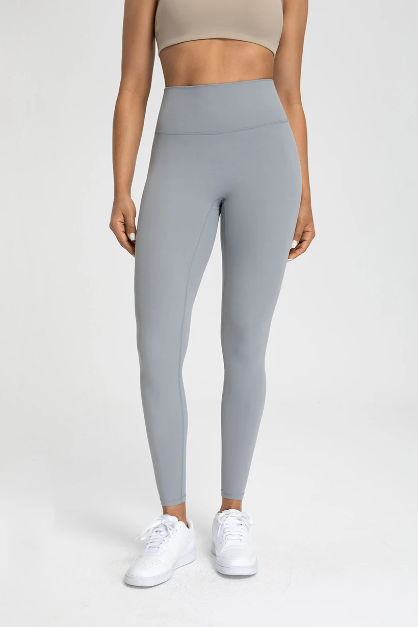 Qinelle high waist seamless yoga leggings in lightgray front view