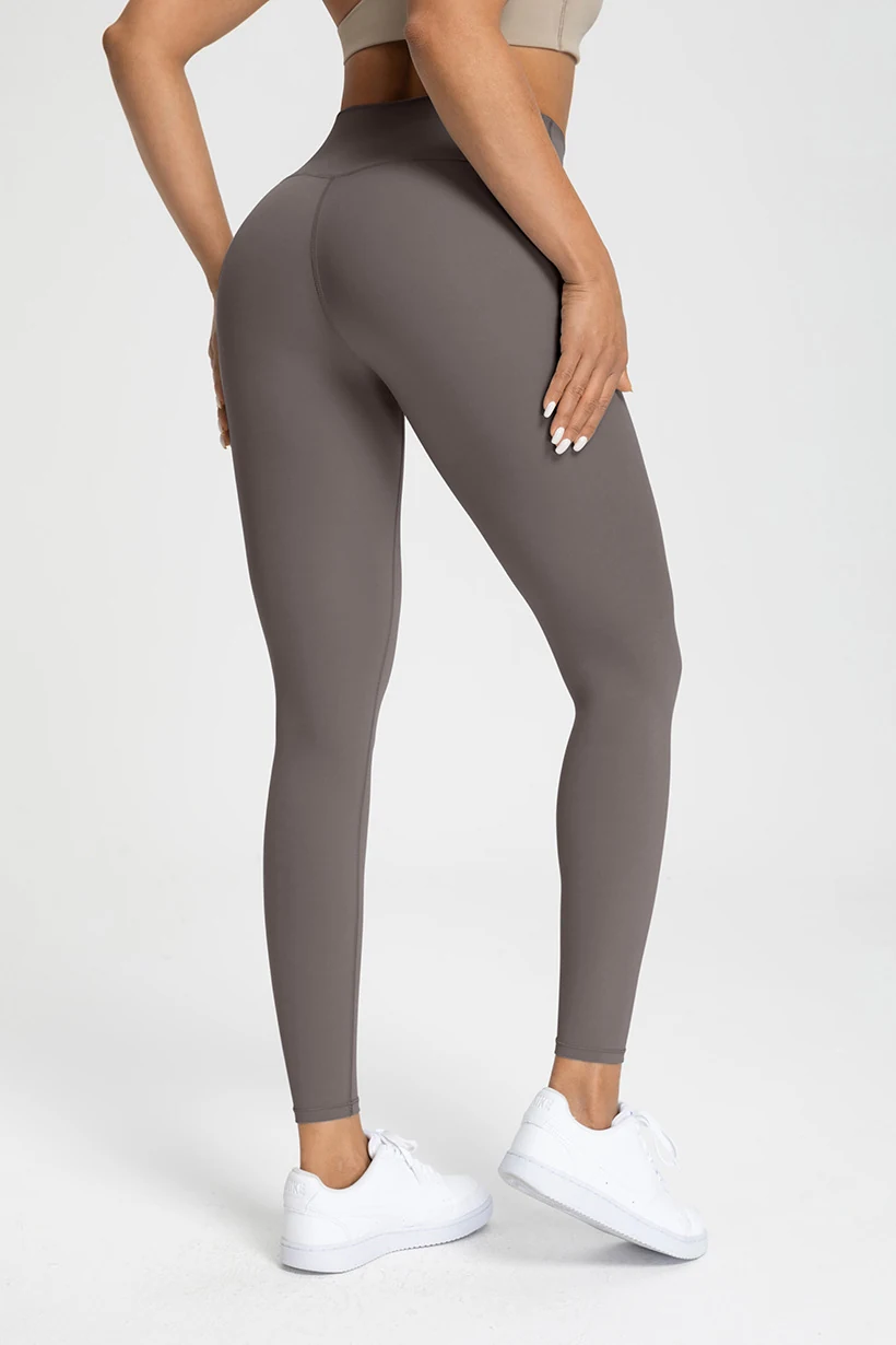 Qinelle high waist seamless yoga leggings in mocha back view