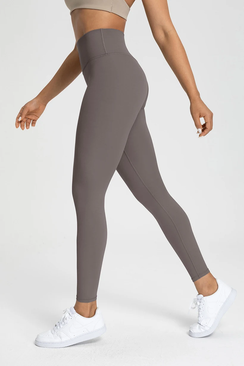 Qinelle high waist seamless yoga leggings in mocha front side view