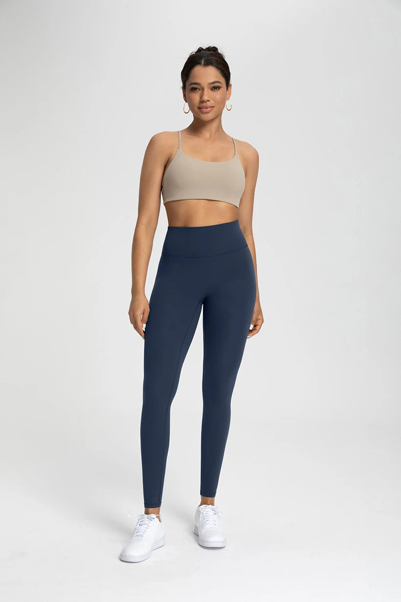 Qinelle high waist seamless yoga leggings in navy front view