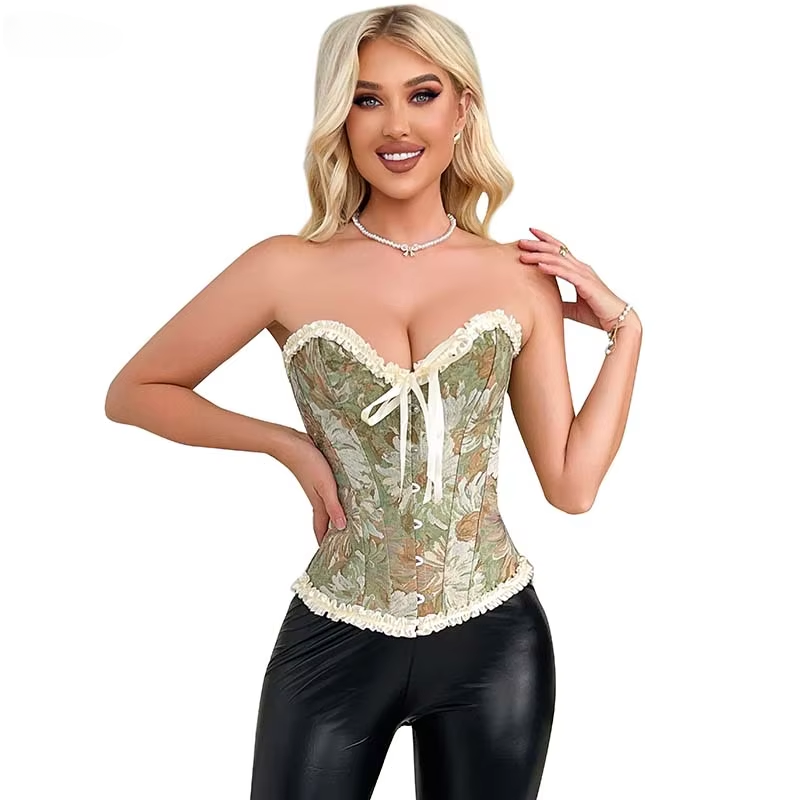 Floral Corset Bustier Top in Cream