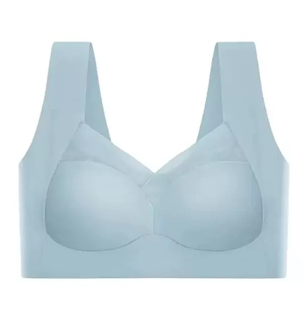 Qinelle grey wireless wide-strap soft-cup support bra front view