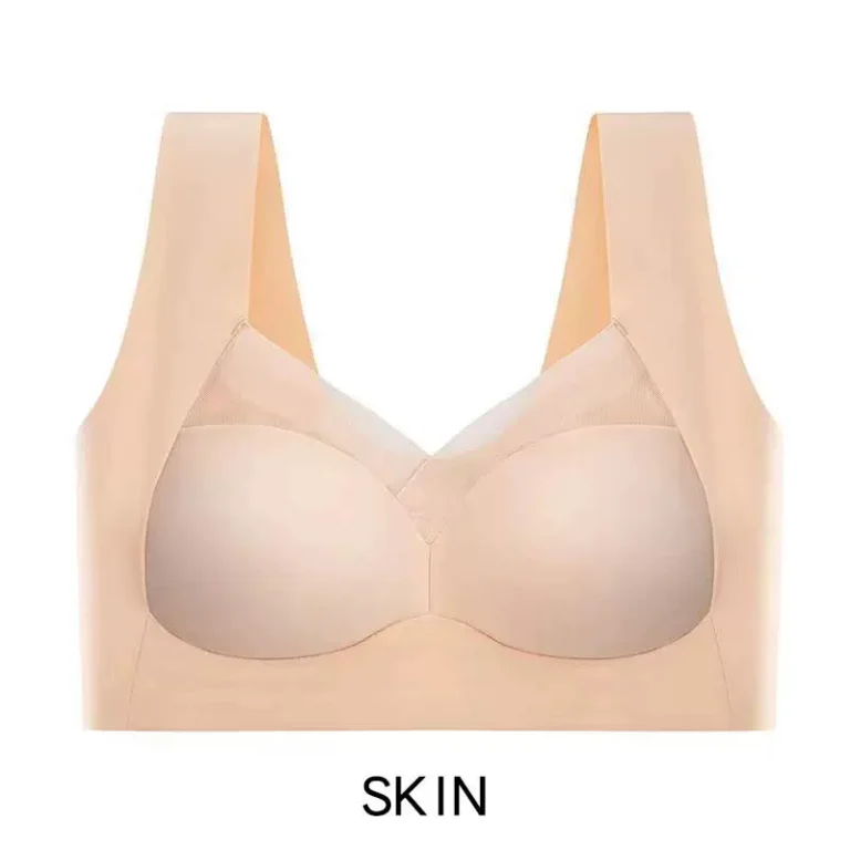 Qinelle skin-tone wireless wide-strap soft-cup support bra front view
