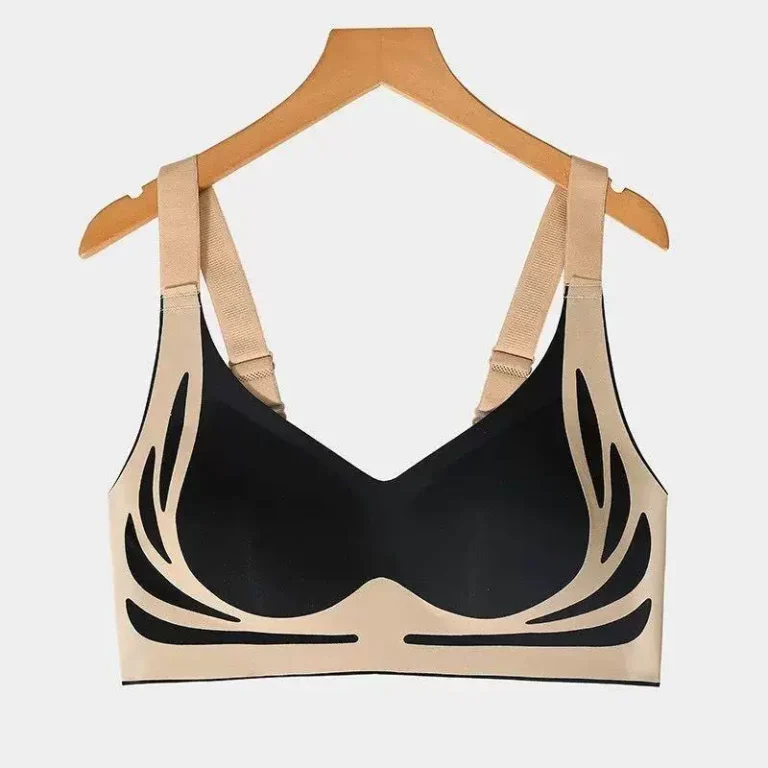 Qinelle black contrast-trim wireless everyday support bra front product view