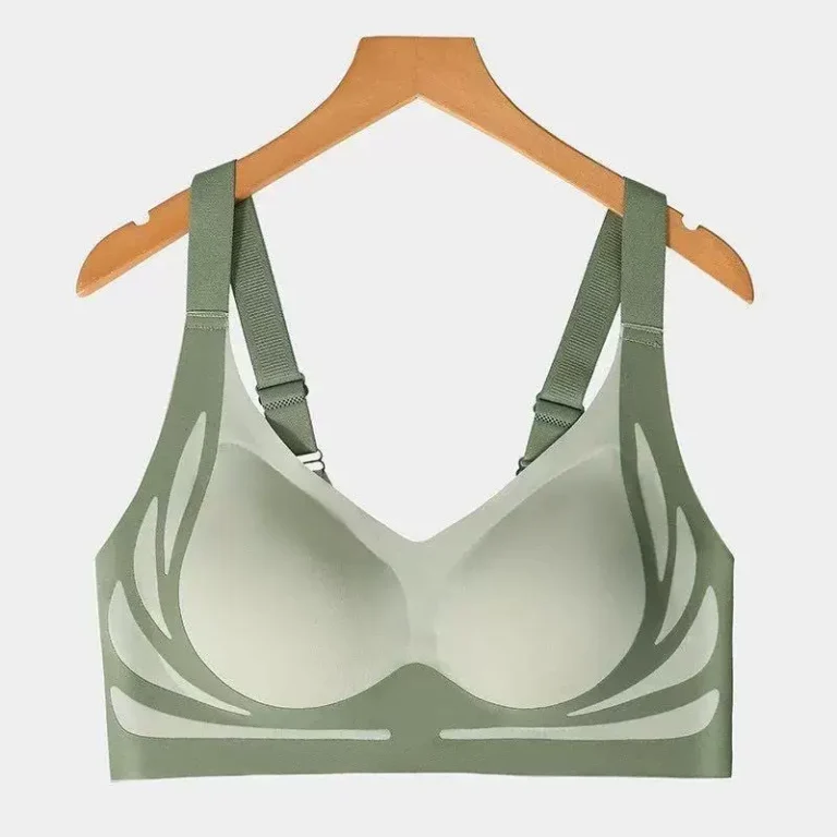 Qinelle green contrast-trim wireless everyday support bra front product view