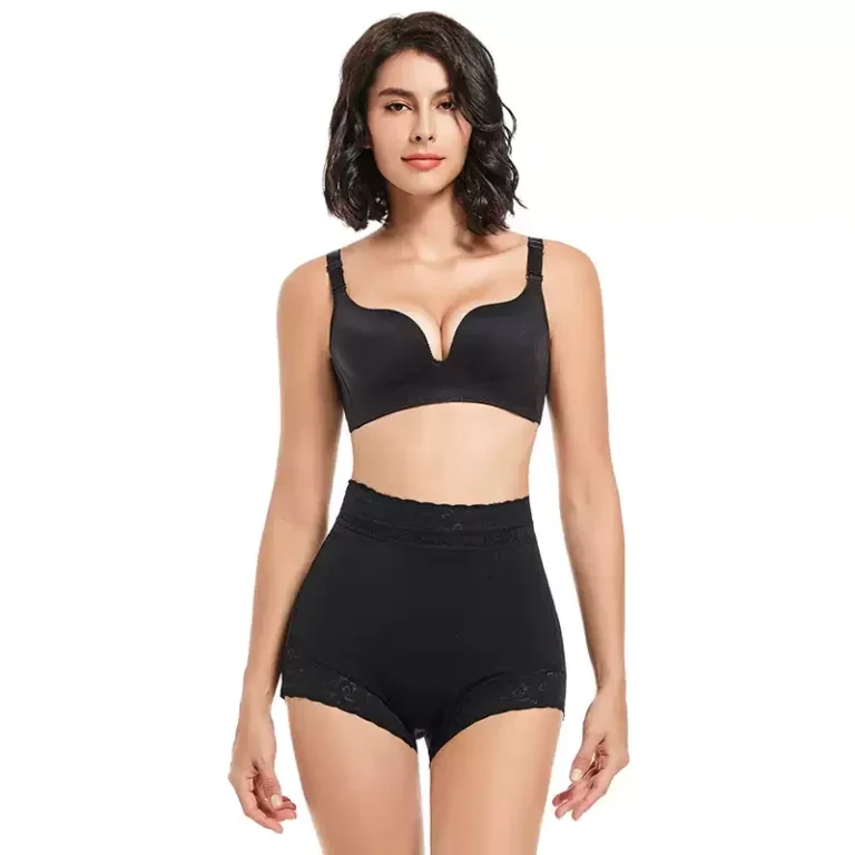 Qinelle black padded butt-lifting shaping shorts full model view